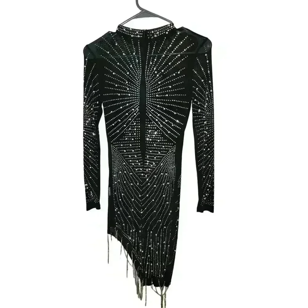 Holiday / Formal Black Dress with Pearl and Rhinestone - Size S - Picture 2 of 5